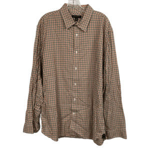 Banana Republic Shirt Mens Sz XL 17 17.5 Button Down‎ Beige Check Cotton Dress